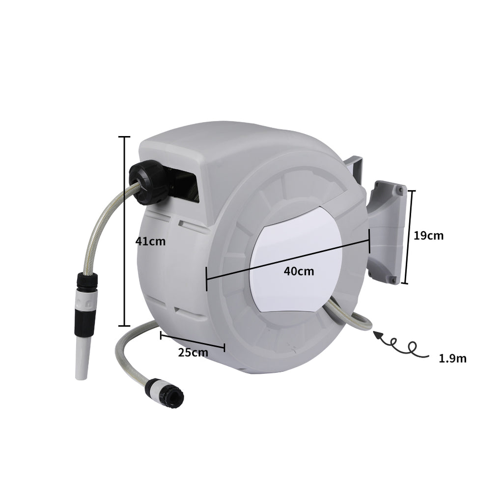 Garden Hose Reel Retractable Spray Gun Nozzle Water Wall Bracket Auto Rewind 20M Deals499