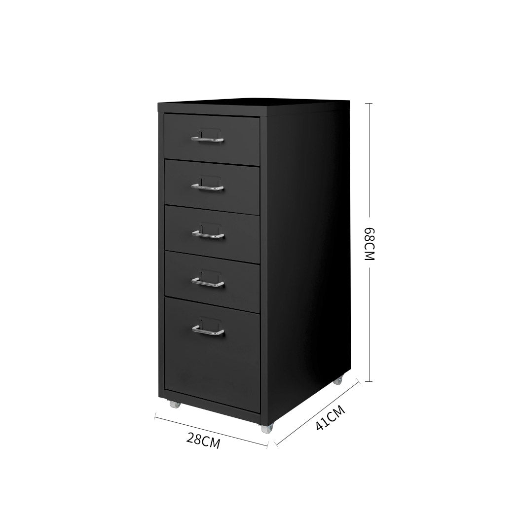 5 Drawers Portable Cabinet Rack Storage Steel Stackable Organiser Stand Black Deals499