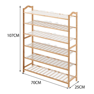 Levede Bamboo Shoe Rack Storage Wooden Organizer Shelf Stand 6 Tiers Layers 70cm Deals499