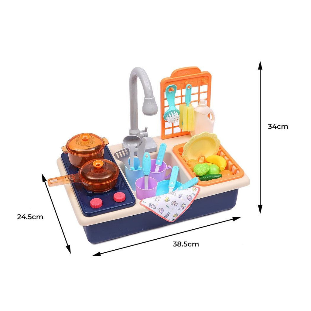 35x Kids Kitchen Play Set Dishwasher Sink Dishes Toys Cookware Pretend Play Blue Deals499