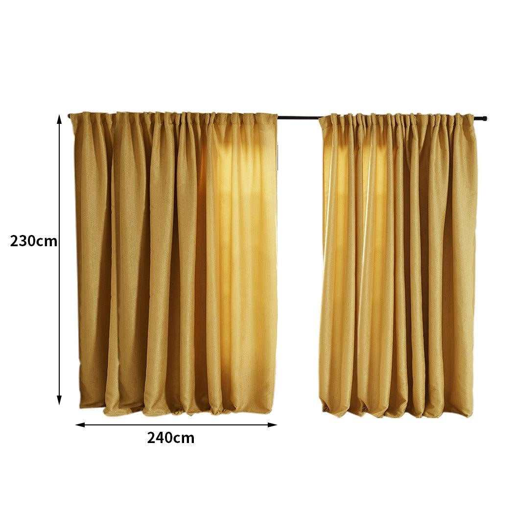 2X Blockout Curtains Curtain Living Room Window Mustard 240CM x 230CM Deals499