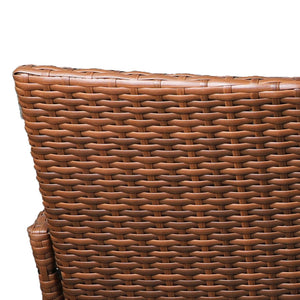 Outdoor Furniture Set Patio Garden 3 Pcs Chair Table Rattan Wicker Cushion Seat Brown Deals499
