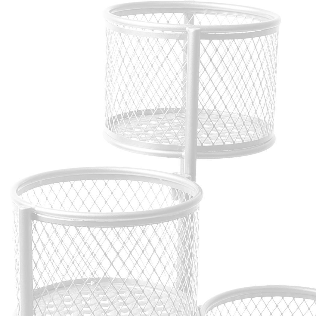 6 Tier Plant Stand Swivel Outdoor Indoor Metal Stands Flower Shelf Rack Garden White Deals499