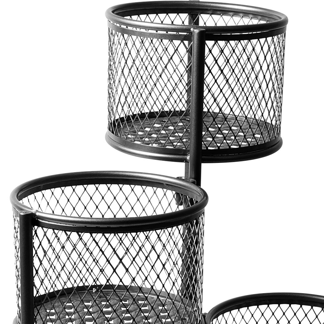6 Tier Plant Stand Swivel Outdoor Indoor Metal Stands Flower Shelf Rack Garden Black Deals499
