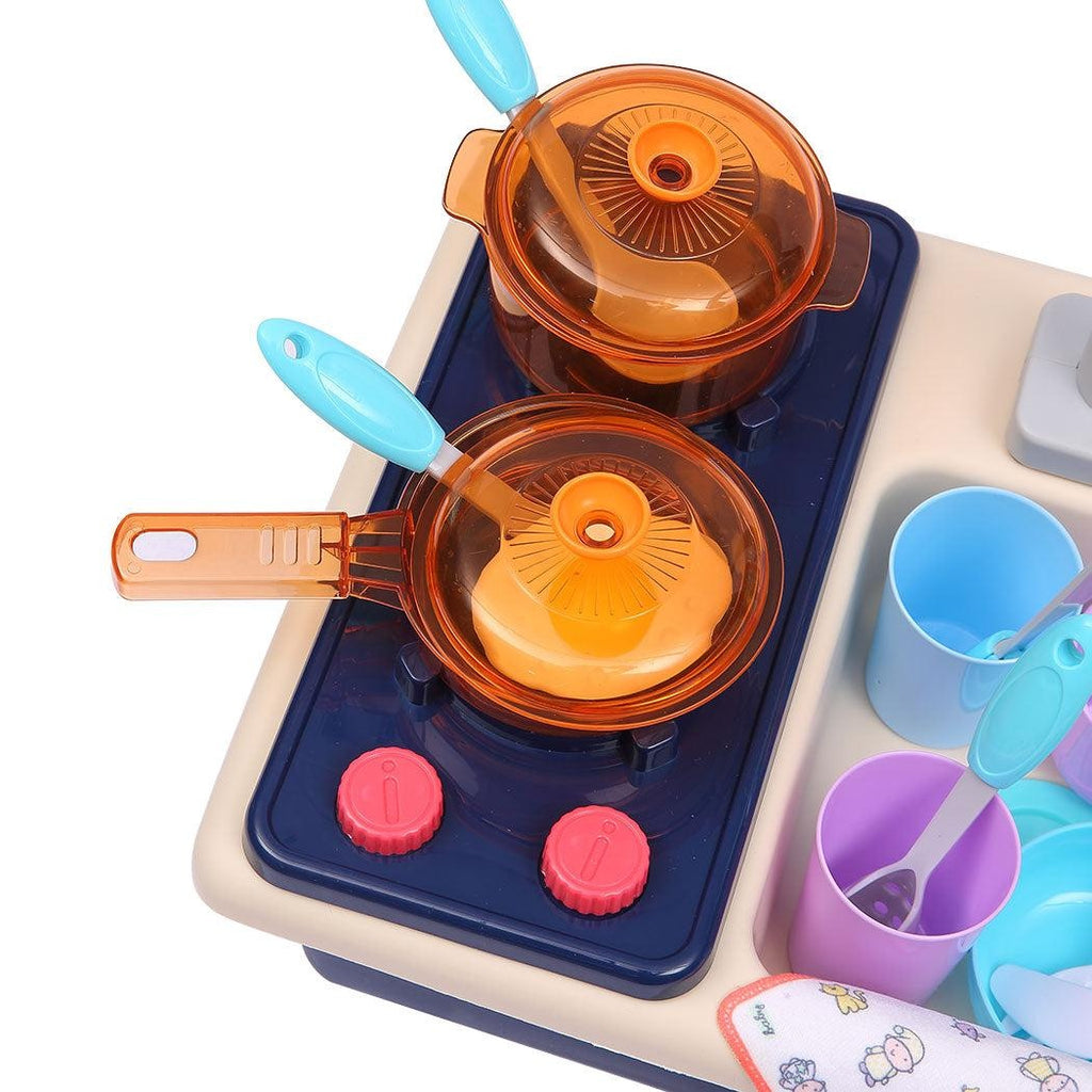35x Kids Kitchen Play Set Dishwasher Sink Dishes Toys Cookware Pretend Play Blue Deals499