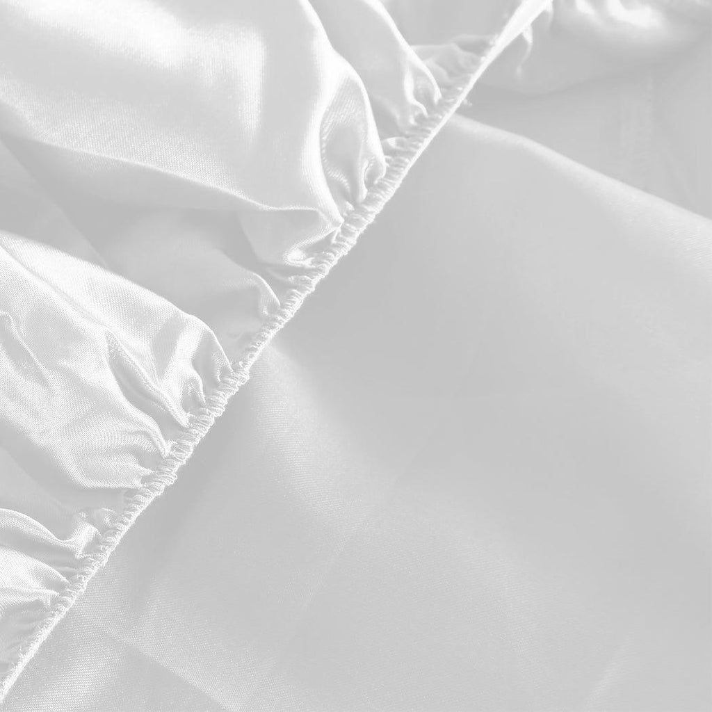DreamZ Ultra Soft Silky Satin Bed Sheet Set in Queen Size in White Colour Deals499