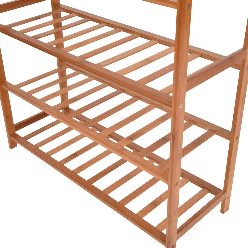 Levede 4 Tiers Bamboo Shoe Rack Storage Organizer Wooden Shelf Stand Shelves Deals499