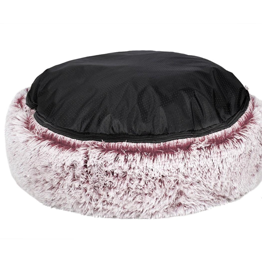 Pet Bed Cat Dog Donut Nest Calming Mat Soft Plush Kennel Pink L Deals499