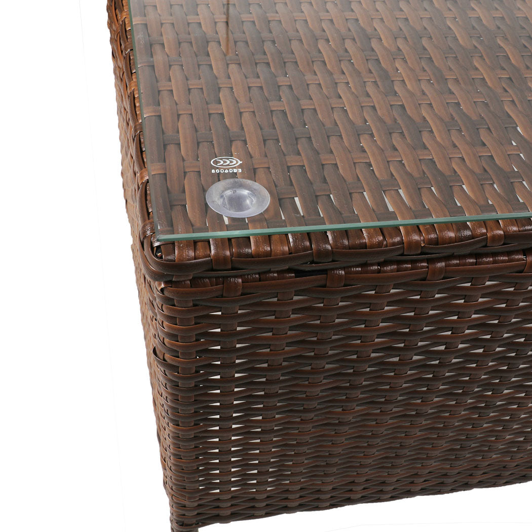 Outdoor Furniture Set Patio Garden 3 Pcs Chair Table Rattan Wicker Cushion Seat Brown Deals499