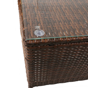 Outdoor Furniture Set Patio Garden 3 Pcs Chair Table Rattan Wicker Cushion Seat Brown Deals499