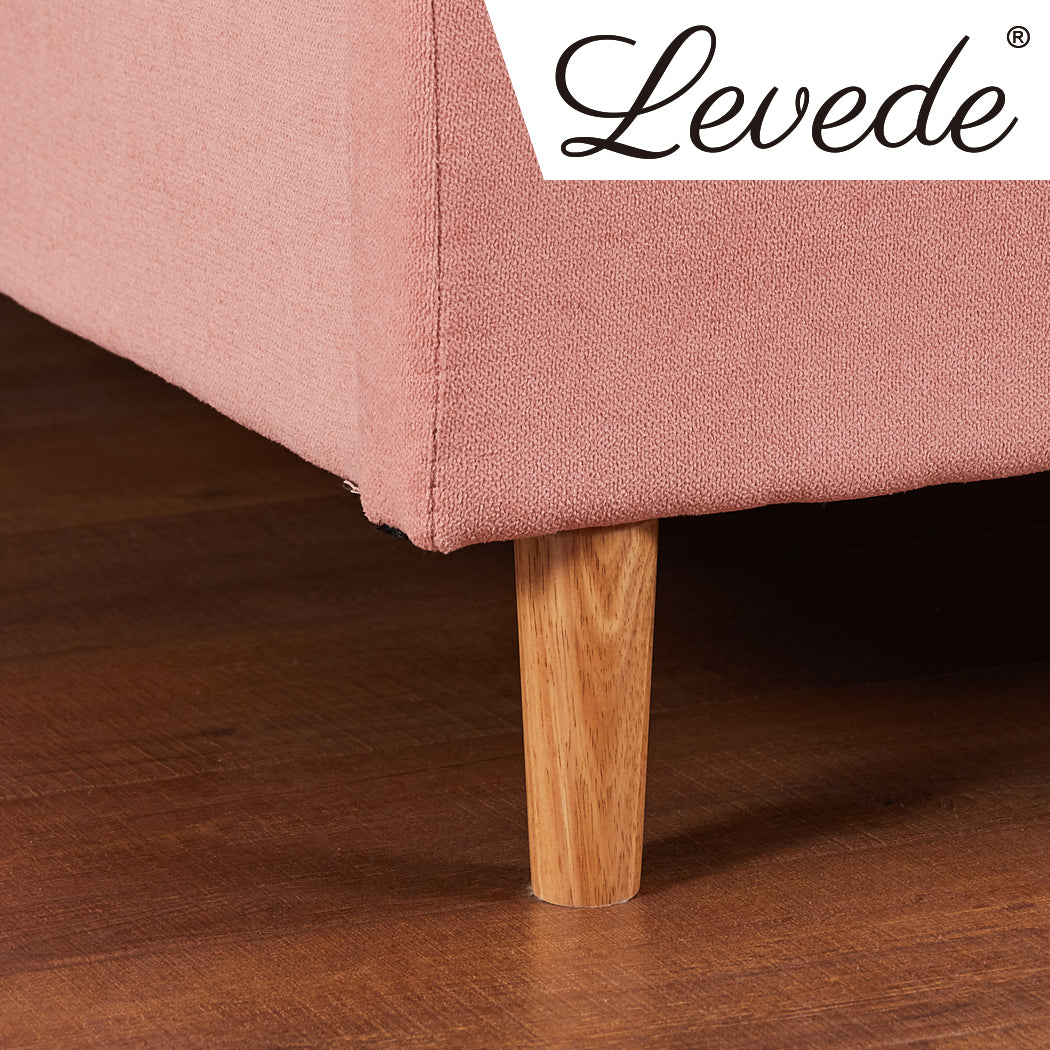 Levede Bed Frame Velvet Base Bedhead Headboard Queen Size Wooden Platform Pink Deals499