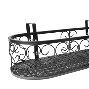 Plant Holder Plant Stand Hanging Flower Pot Basket Garden Wall Rack Shelf Oval Black Deals499