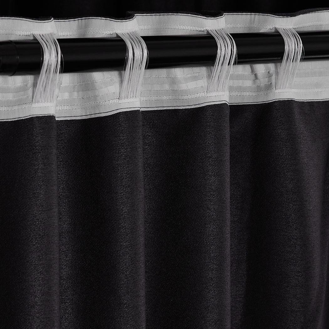 2X Blockout Curtains Curtain Blackout Bedroom 132cm x 213cm Black Deals499