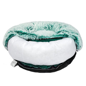 Pet Bed Cat Dog Donut Nest Calming Mat Soft Plush Kennel Teal M Deals499