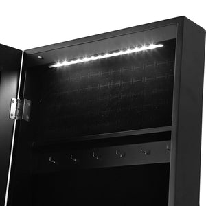 Levede Dual Use Mirrored Jewellery Dressing Cabinet with LED Light Black Colour Deals499