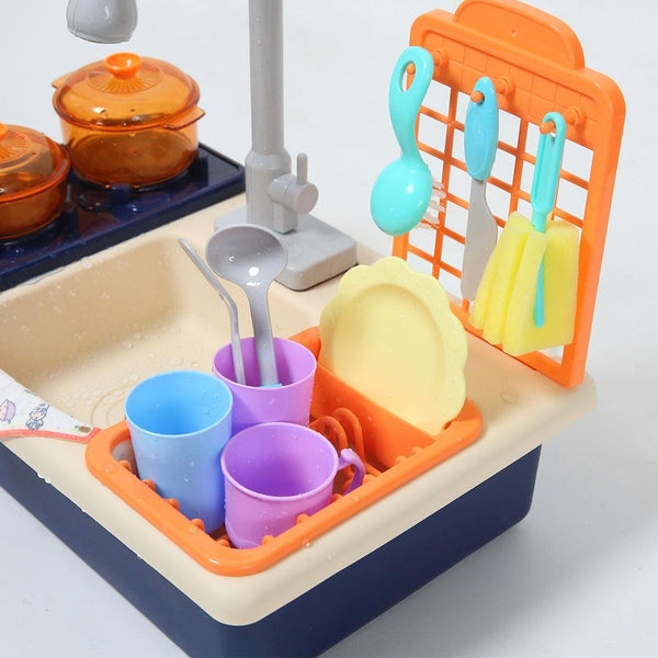 35x Kids Kitchen Play Set Dishwasher Sink Dishes Toys Cookware Pretend Play Blue Deals499