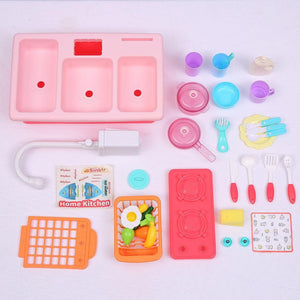 35x Kids Kitchen Play Set Dishwasher Sink Dishes Toys Cookware Pretend Play Pink Deals499