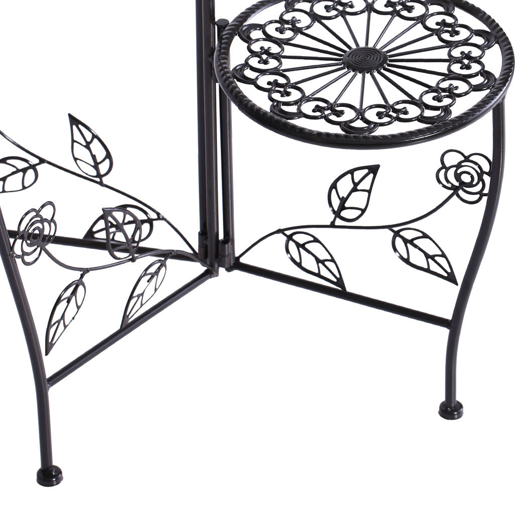 2X Wrought Iron Outdoor Indoor Flower Pots Plant Stand Garden Metal Corner Shelf Deals499