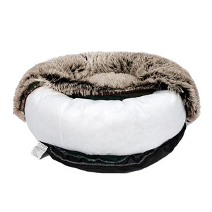 Pet Bed Cat Dog Donut Nest Calming Mat Soft Plush Kennel Coffee L Deals499