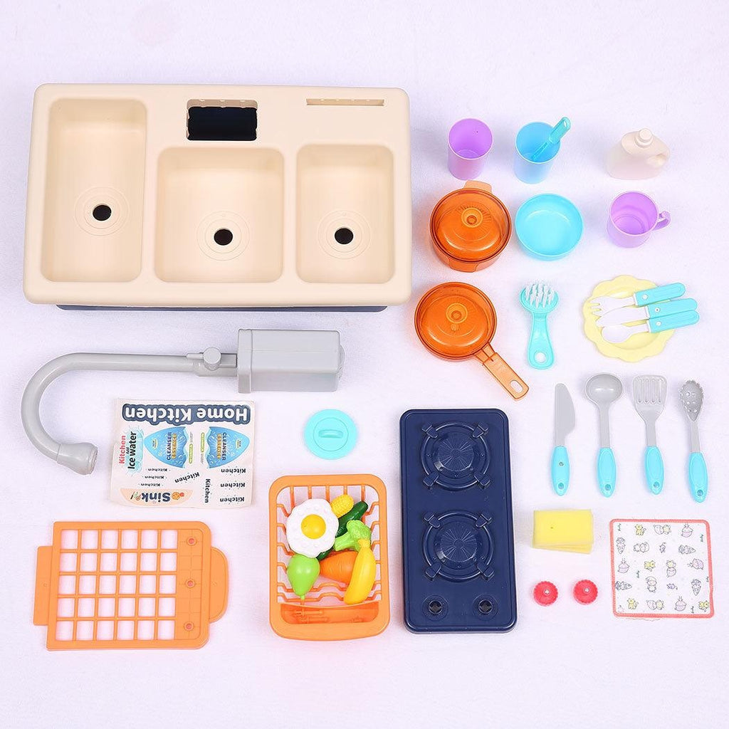 35x Kids Kitchen Play Set Dishwasher Sink Dishes Toys Cookware Pretend Play Blue Deals499