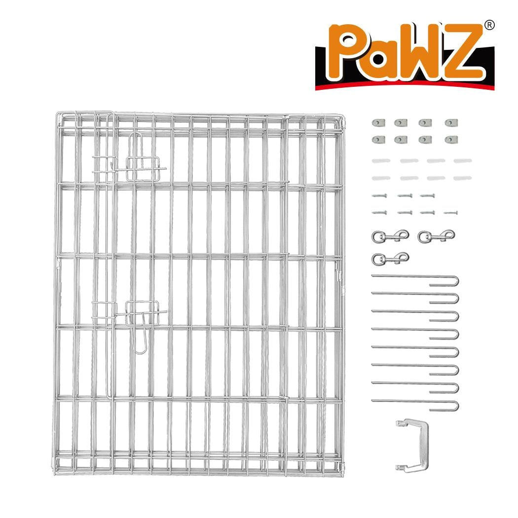 PaWz Pet Dog Playpen Puppy Exercise 8 Panel Enclosure Fence Silver With Door 42