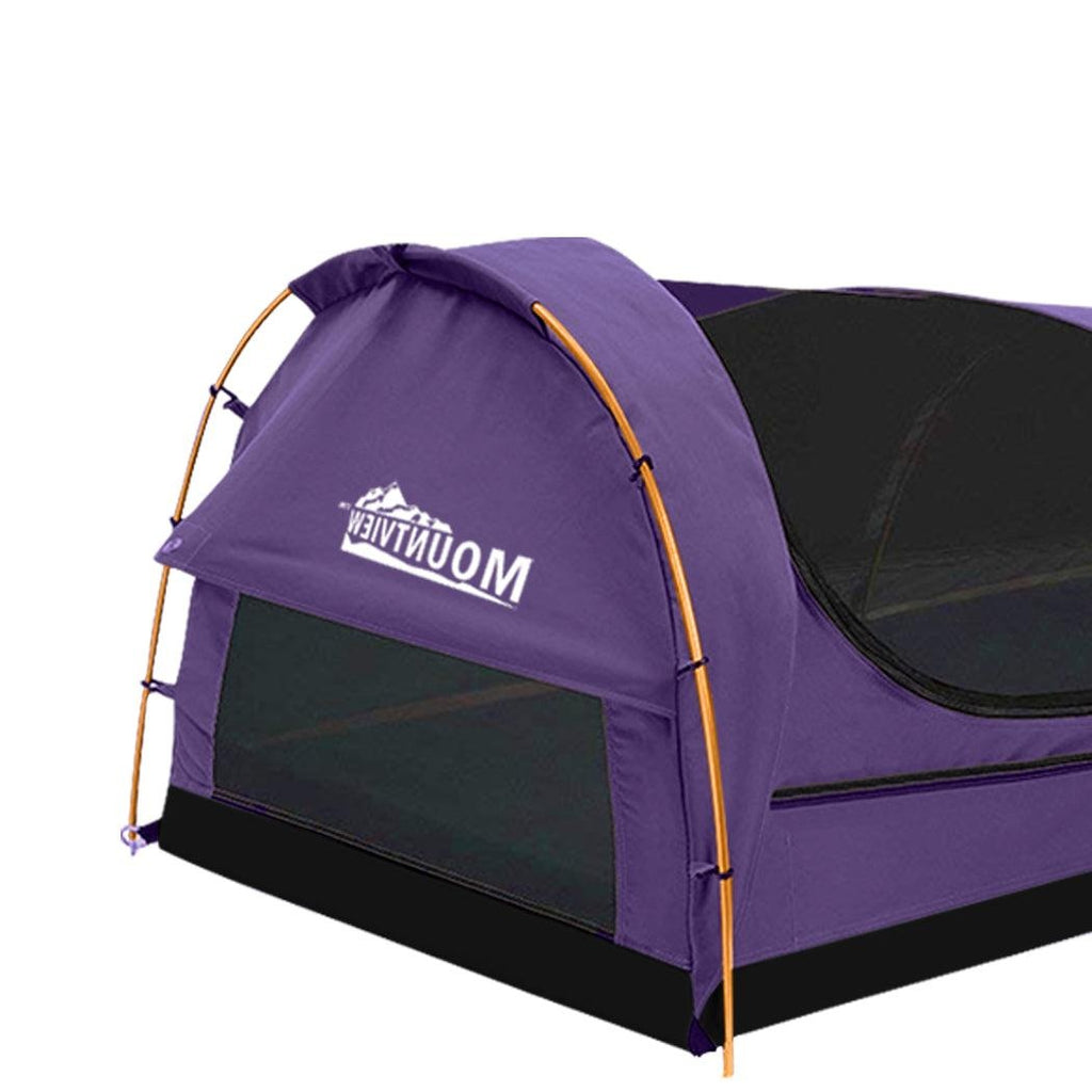 Mountview King Single Swag Camping Swags Canvas Dome Tent Hiking Mattress Purple Deals499