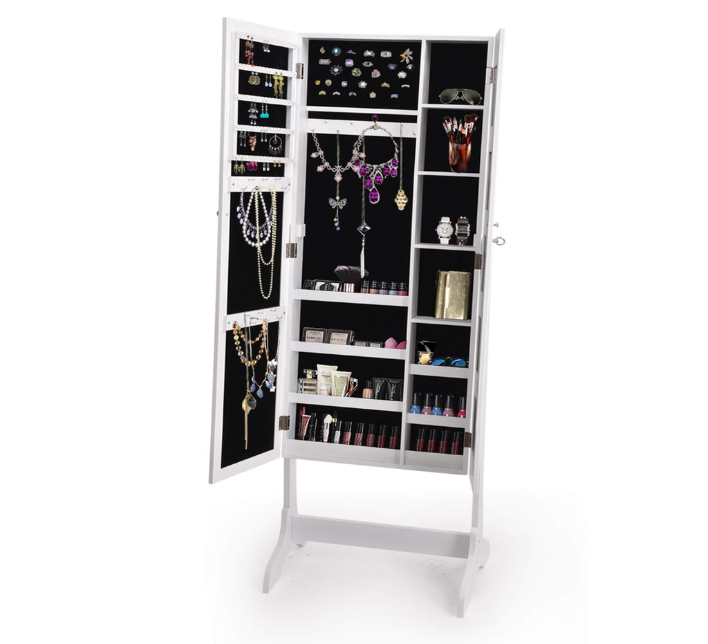 Levede Mirror Two Doors Jewellery Cabinet Makeup Storage Jewelry Organiser Box Deals499