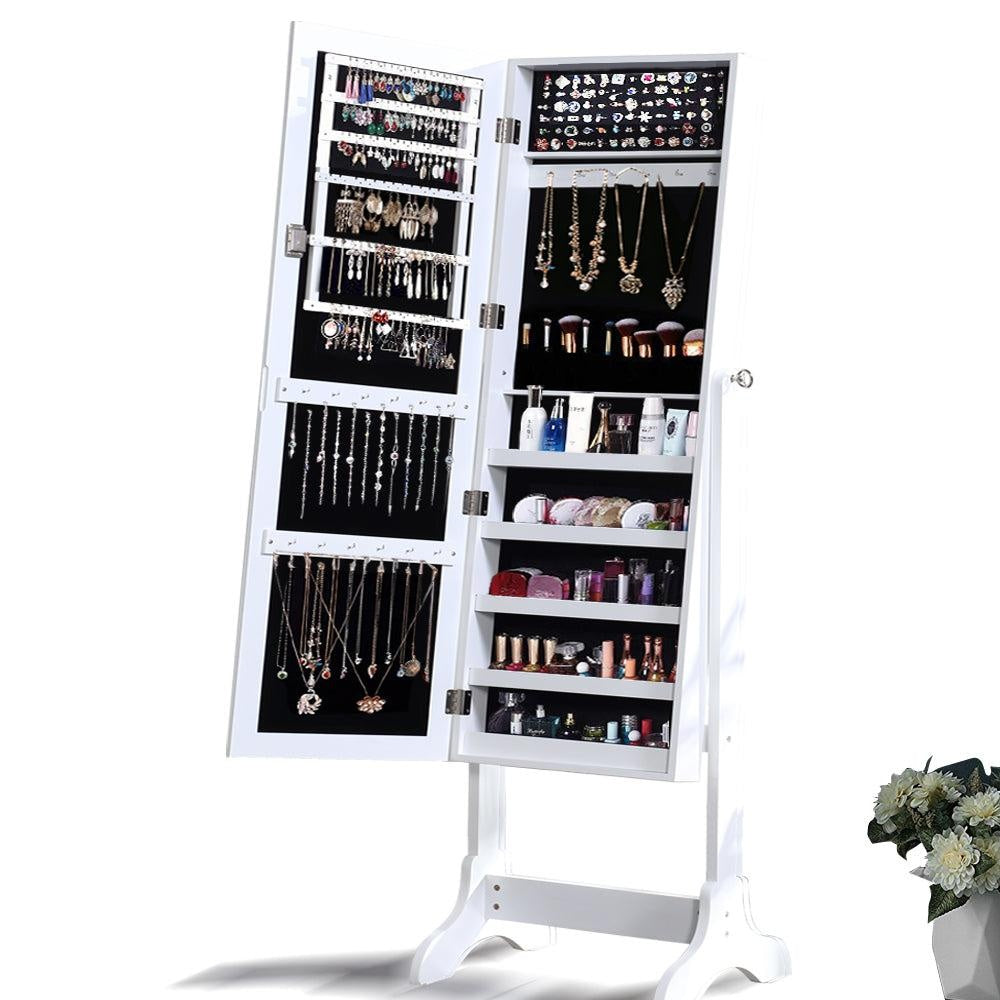 Levede Dual Use Mirrored Jewellery Dressing Cabinet in White Colour Deals499