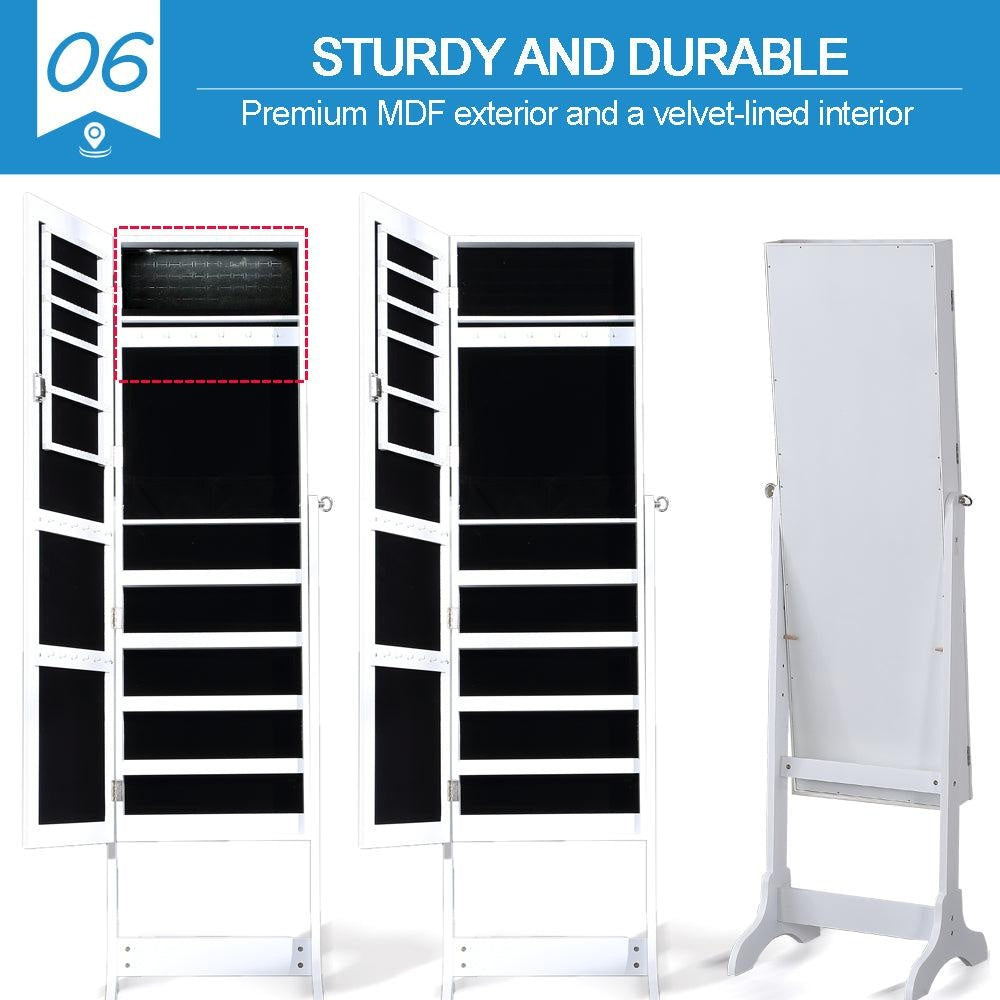 Levede Dual Use Mirrored Jewellery Dressing Cabinet in White Colour Deals499