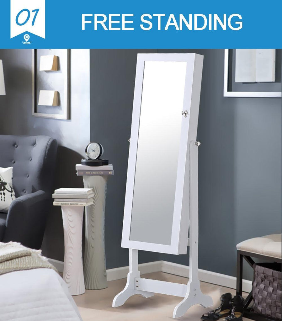 Levede Dual Use Mirrored Jewellery Dressing Cabinet in White Colour Deals499
