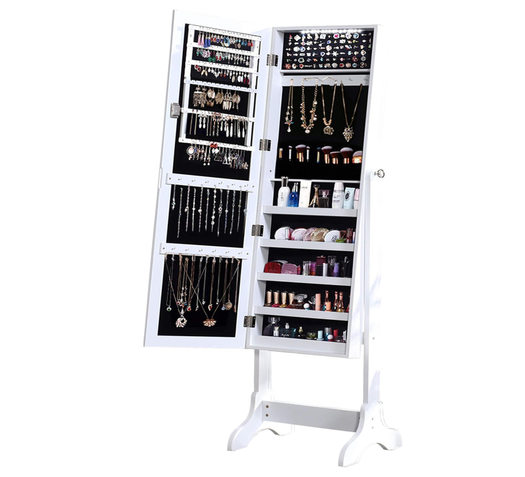 Levede Dual Use Mirrored Jewellery Dressing Cabinet in White Colour Deals499