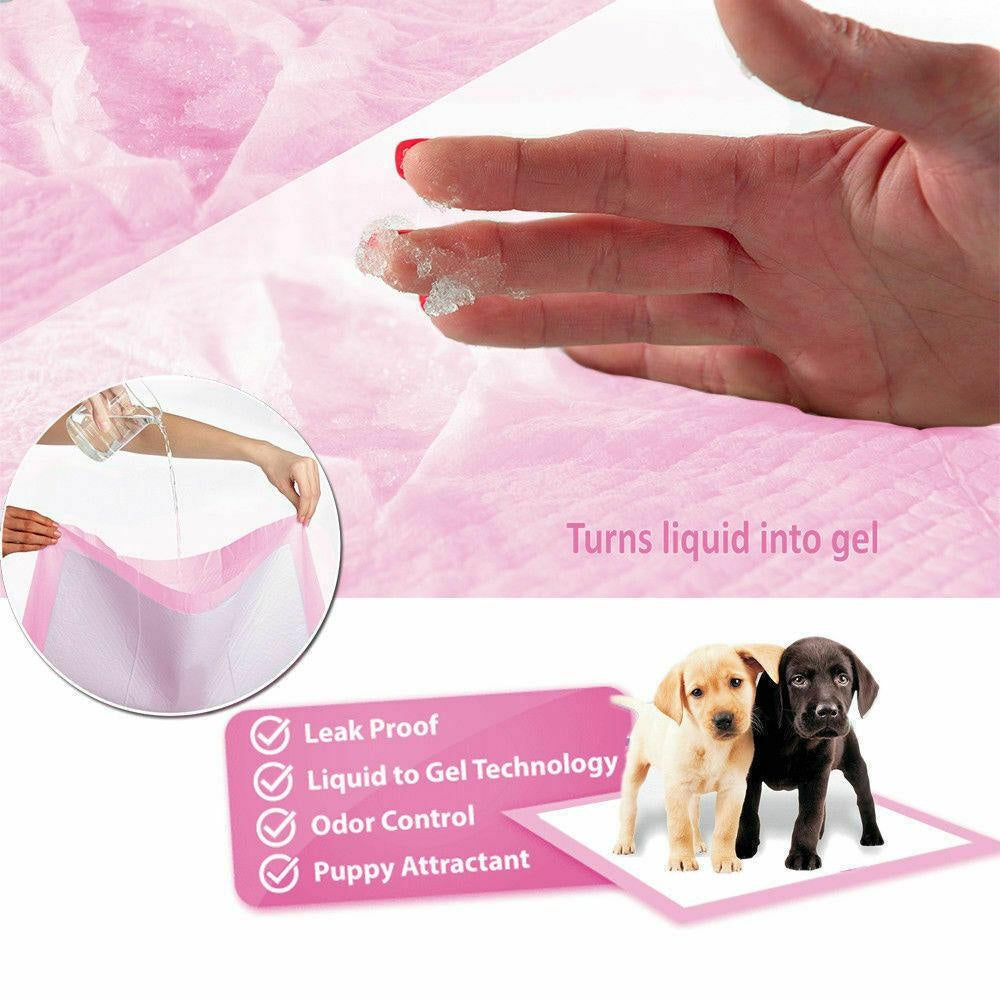 PaWz 100pcs 60x60cm Puppy Pet Dog Indoor Cat Toilet Training Pads Absorbent Pink Deals499