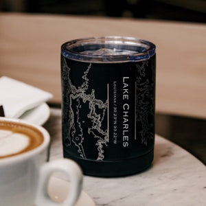 Lake Charles - Louisiana Map Insulated Cup in Matte Black Cyan Castor