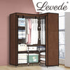 Levede Portable Clothes Closet Wardrobe Space Saver Storage Cabinet Coffee Deals499