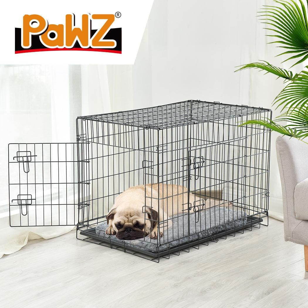 PaWz Pet Dog Cage Crate Metal Carrier Portable Kennel With Bed 30