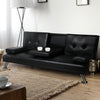Adjustable Sofa Bed Lounge Futon Couch Leather Beds 3 Seater Cup Holder Recliner Black Deals499