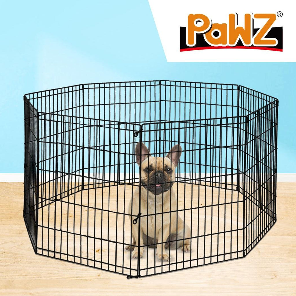 PaWz Pet Dog Playpen Puppy Exercise 8 Panel Fence Black Extension No Door 30" Deals499