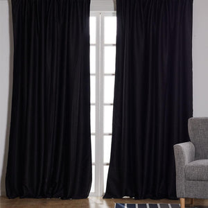 2X Blockout Curtains Curtain Blackout Bedroom 132cm x 213cm Black Deals499