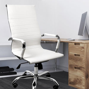 2PCS Office Chair Home Gaming Work Study Chairs PU Mat Seat Back Computer White Deals499