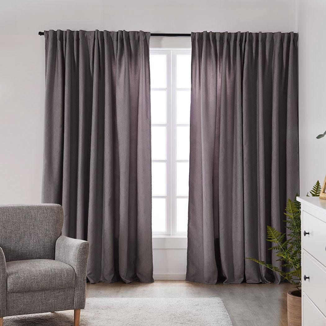 2X Blockout Curtains Curtain Living Room Window Grey 132CM x 213CM Deals499