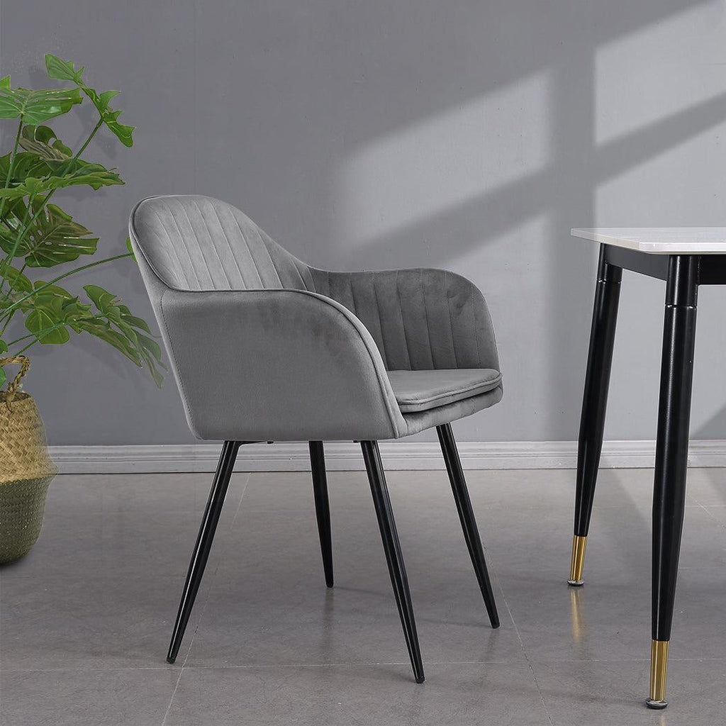 2x Dining Chairs Kitchen Steel Chair Velvet Removable Cushion Seat Covers Deals499