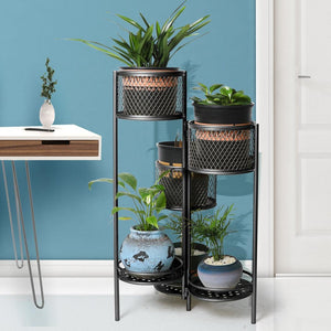 6 Tier Plant Stand Swivel Outdoor Indoor Metal Stands Flower Shelf Rack Garden Black Deals499