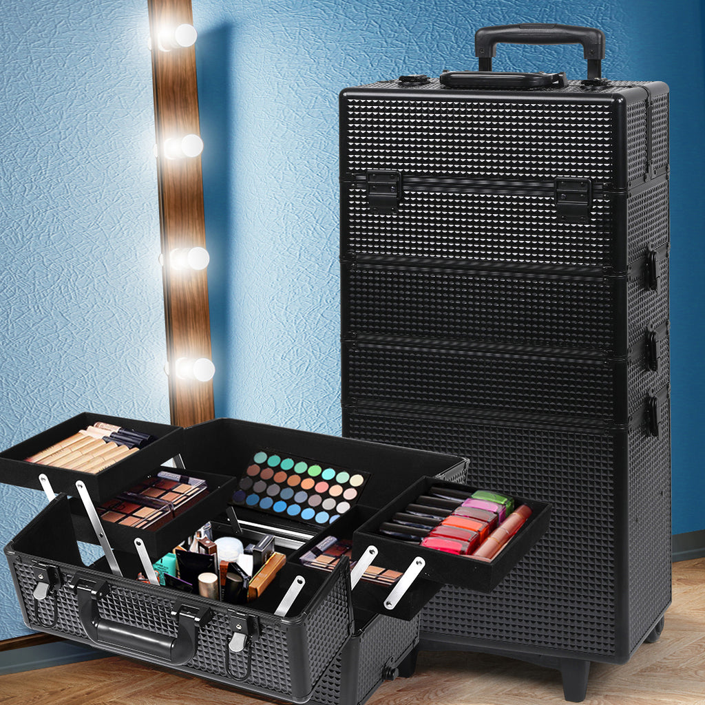 Makeup Case Professional Makeup Organiser 7 in 1 Trolley Black Deals499