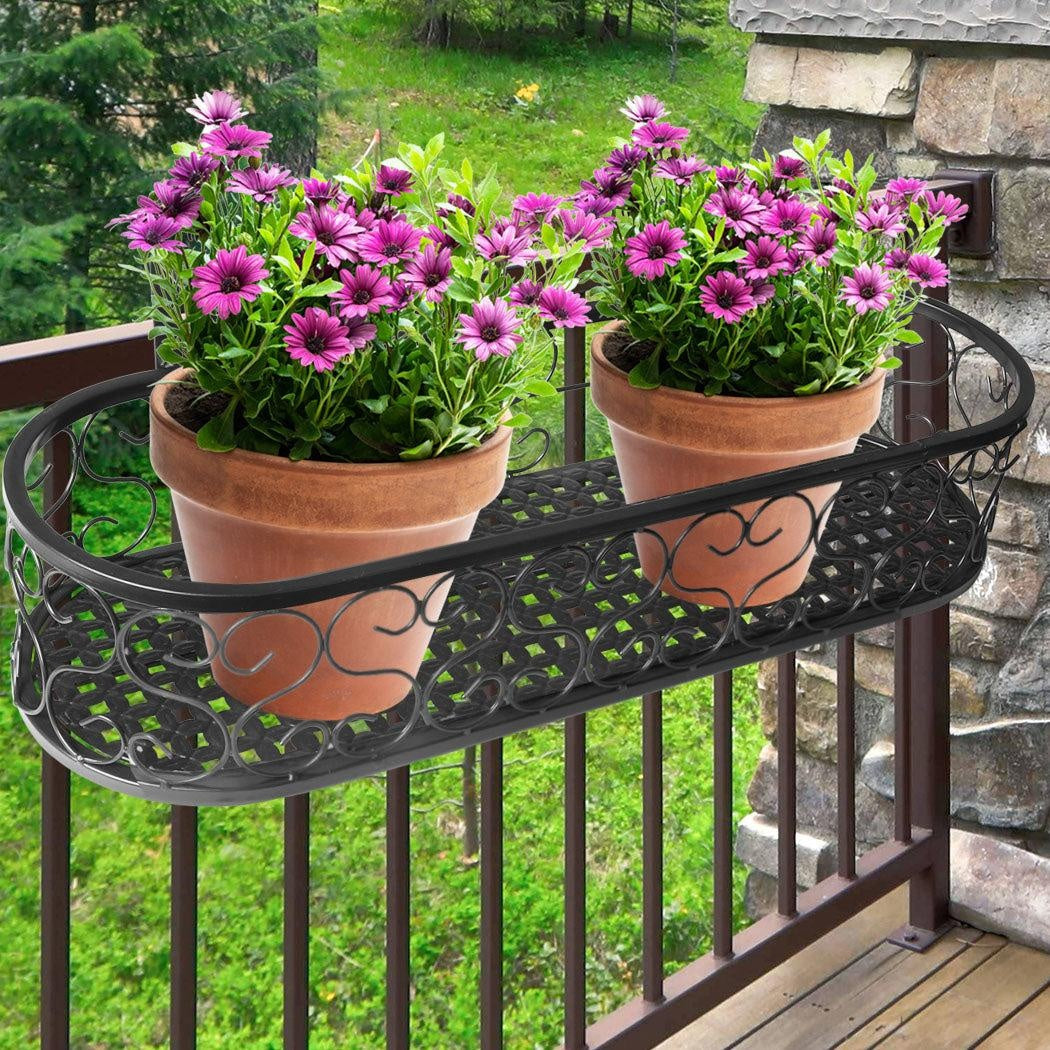 Plant Holder Plant Stand Hanging Flower Pot Basket Garden Wall Rack Shelf Oval Black Deals499