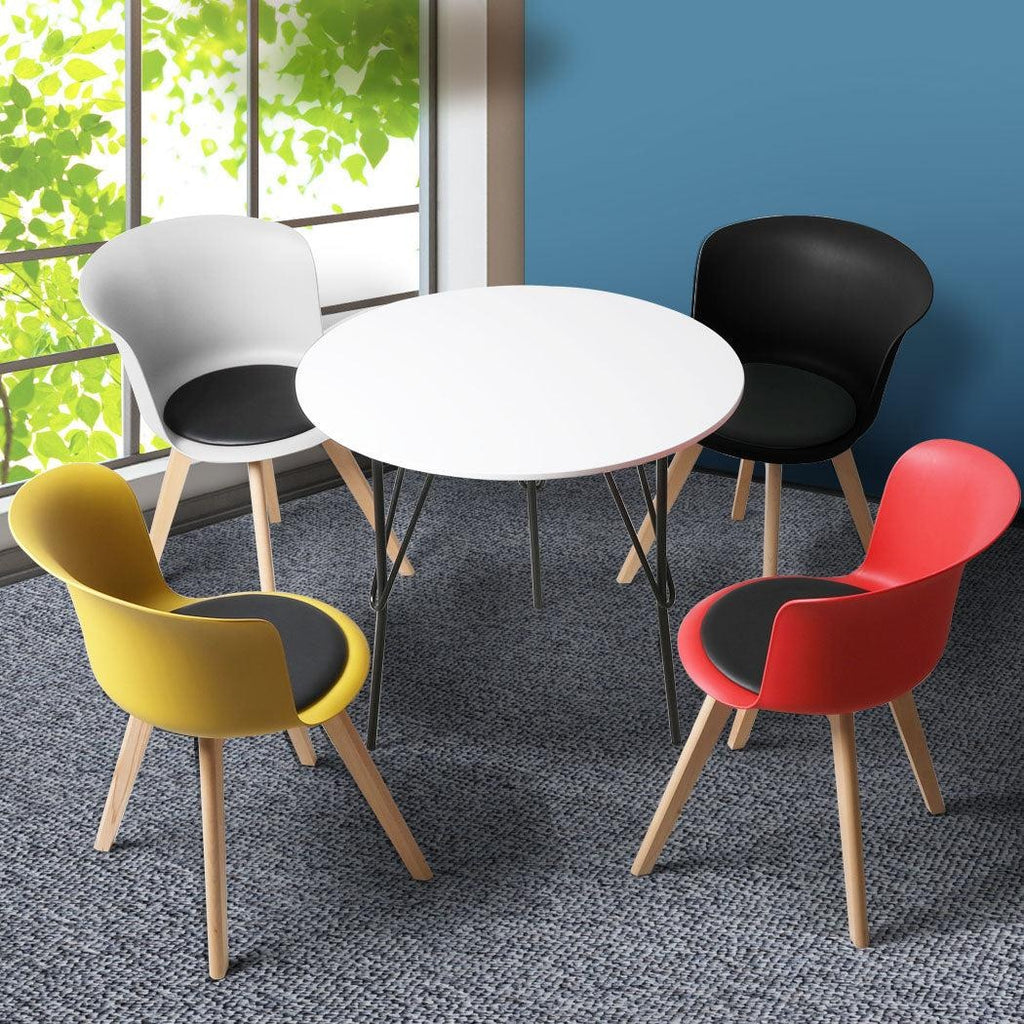 Office Meeting Table Chair Set 4 PU Leather Seat Dining Tables Chair Round Desk Type 2 Deals499
