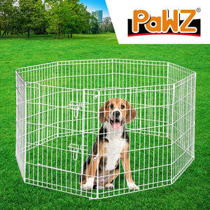 PaWz Pet Dog Playpen Puppy Exercise 8 Panel Enclosure Fence Silver With Door 42" Deals499