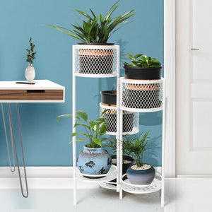 6 Tier Plant Stand Swivel Outdoor Indoor Metal Stands Flower Shelf Rack Garden White Deals499
