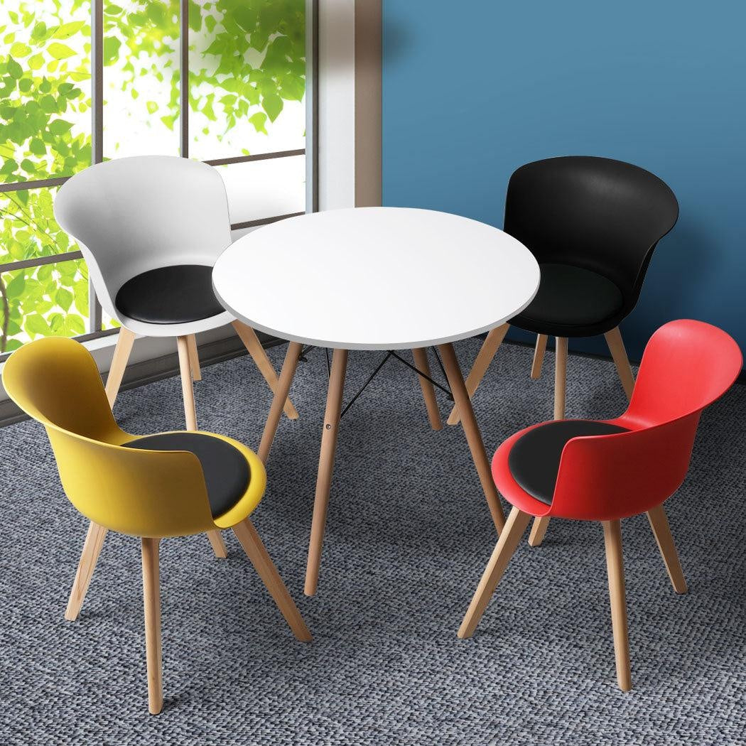 Office Meeting Table Chair Set 4 PU Leather Seat Dining Tables Chair Round Desk Type 5 Deals499