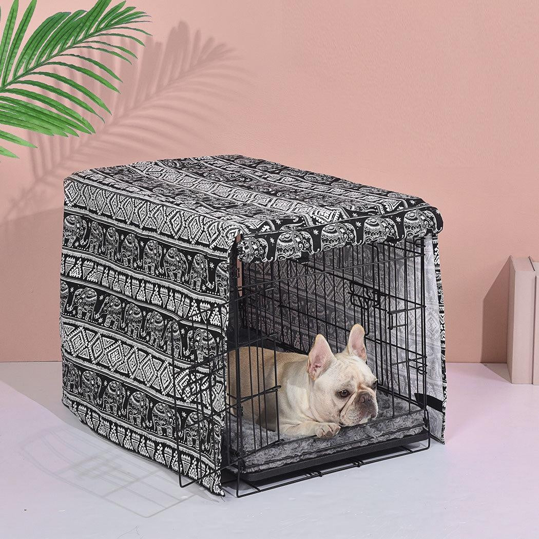 PaWz Pet Dog Cage Crate Metal Carrier Portable Kennel With Bed Cover 30