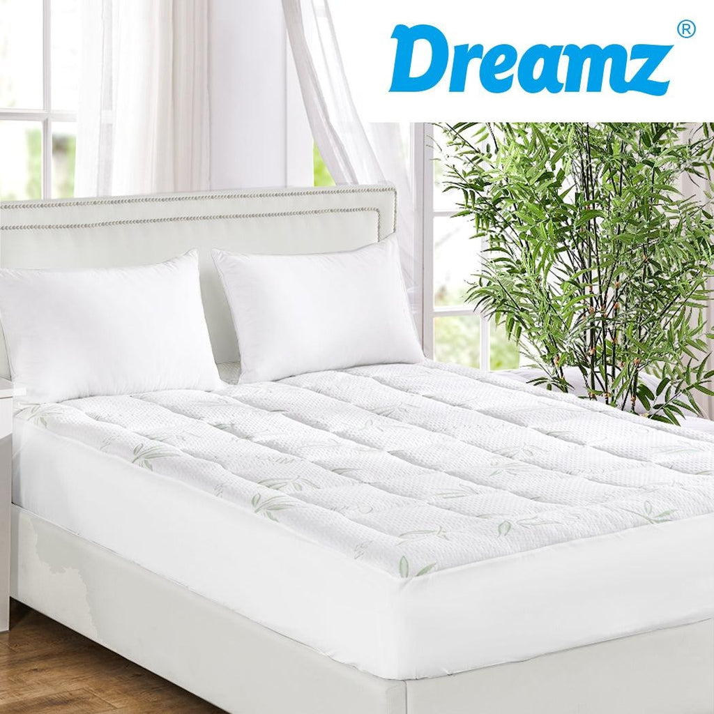 Dreamz Bamboo Pillowtop Mattress Topper Protector Waterproof Cool Cover Double Deals499
